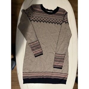 If It Were Me Gray Fair Isle Wool Blend Sweater Dress Women's Sz L